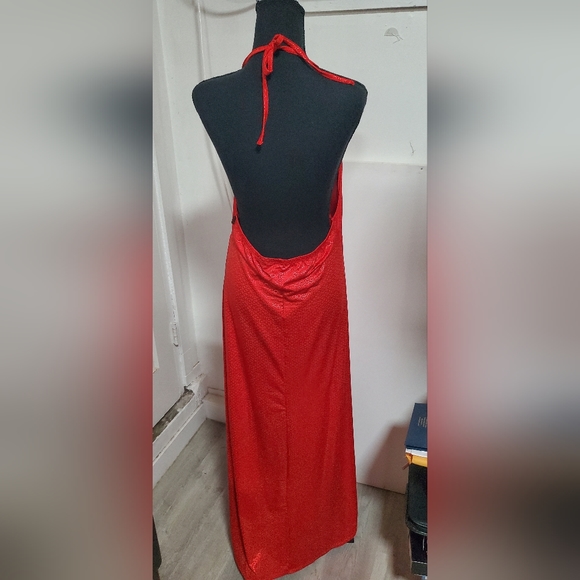 Vintage Coogi Red Halter Backless Dress sz XL - Picture 6 of 9